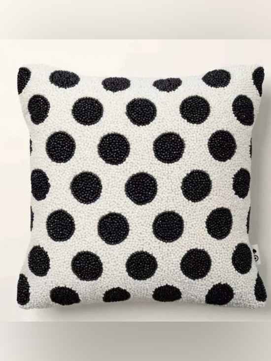 kate spade Other - kate spade x Target beaded polka dot square throw pillow 2x12 cream/black NWT